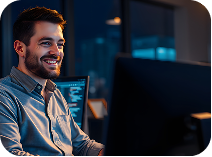 Especialista trabajando con virtualización y nube